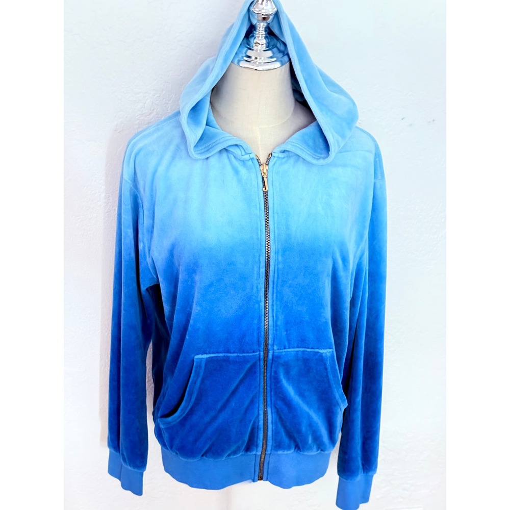 Juicy Couture Velour Tracksuit Set M Blue Ombre Tie Dye Good Y2K Aesthetic